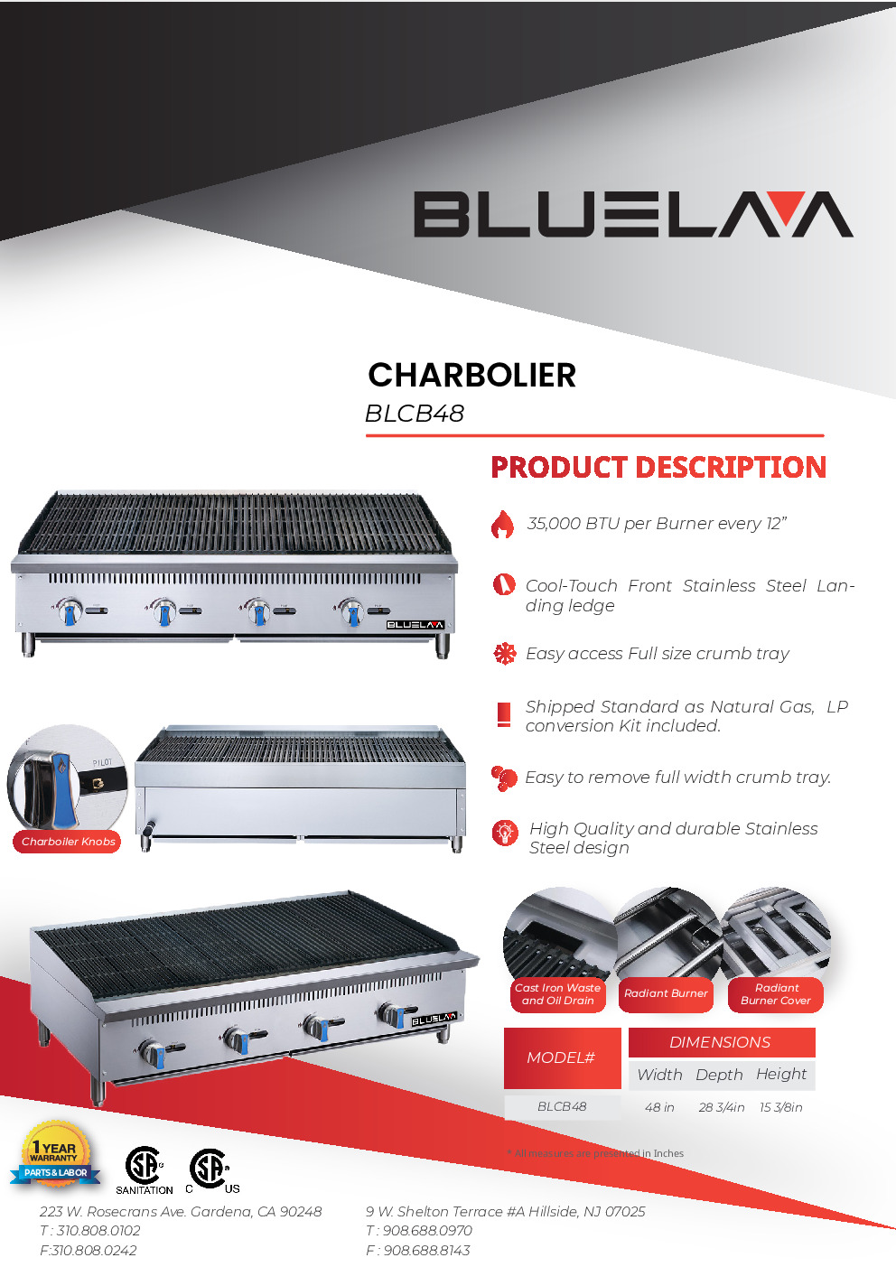Blue Air BLCB48 Countertop Gas Charbroiler