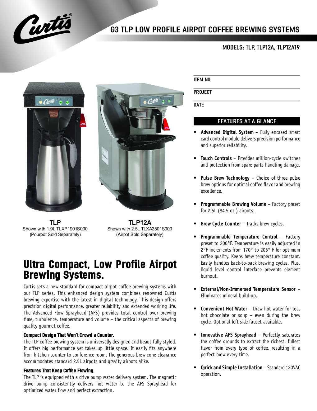 Curtis TLP12A Coffee Brewer for Airpot
