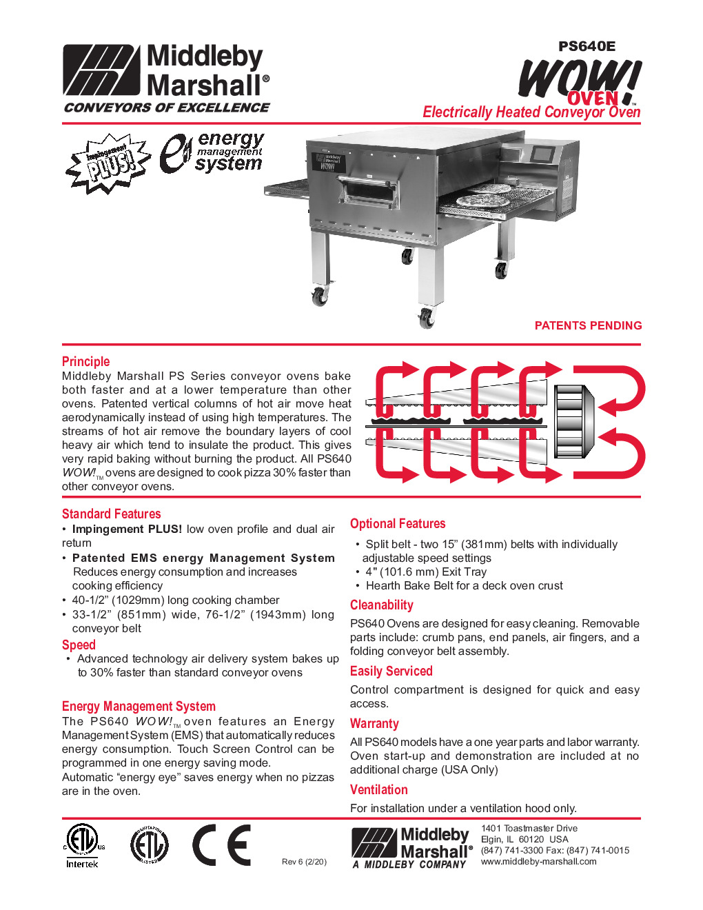 Middleby Marshall PS640E-2 Conveyor Electric Oven