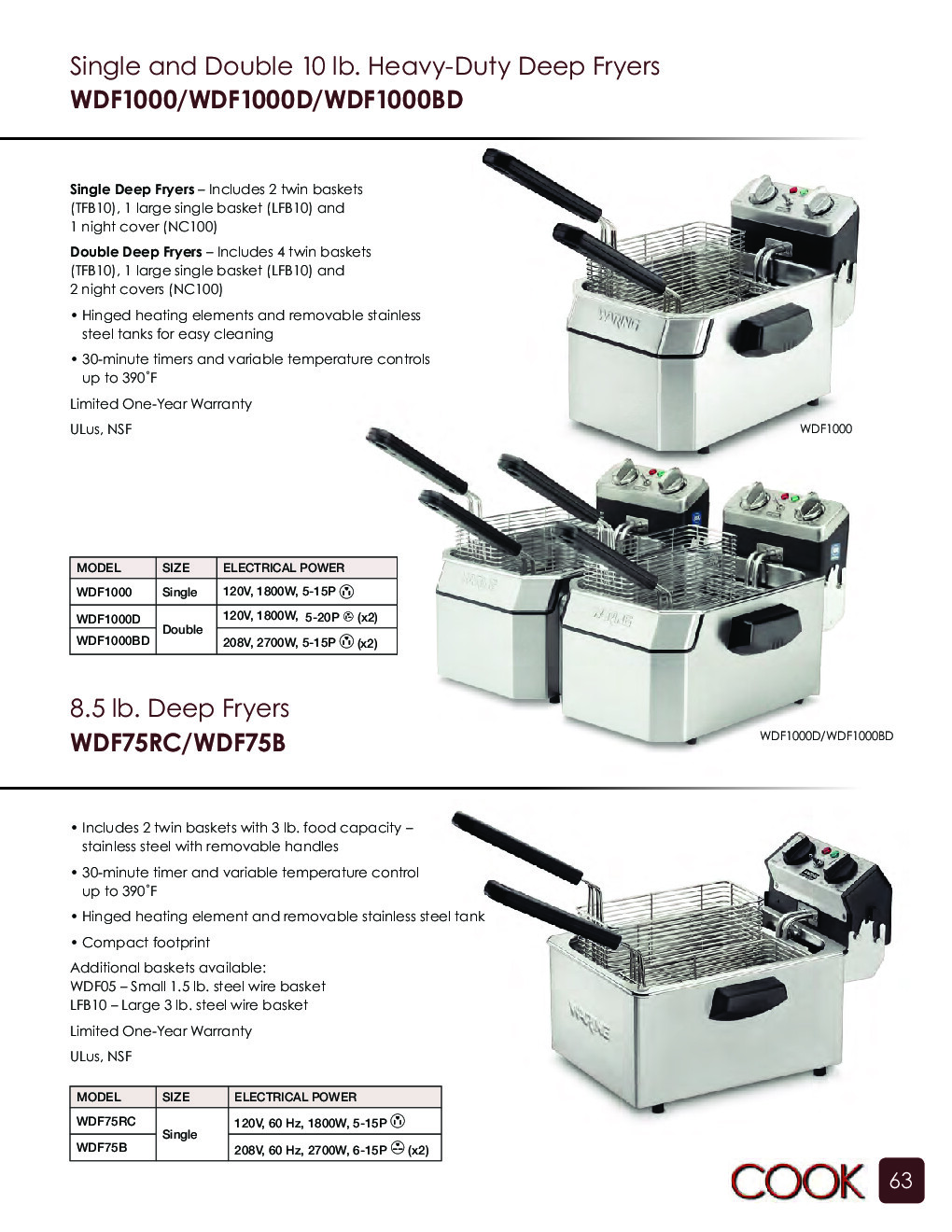 Waring WDF1000D Split Pot Countertop Electric Fryer