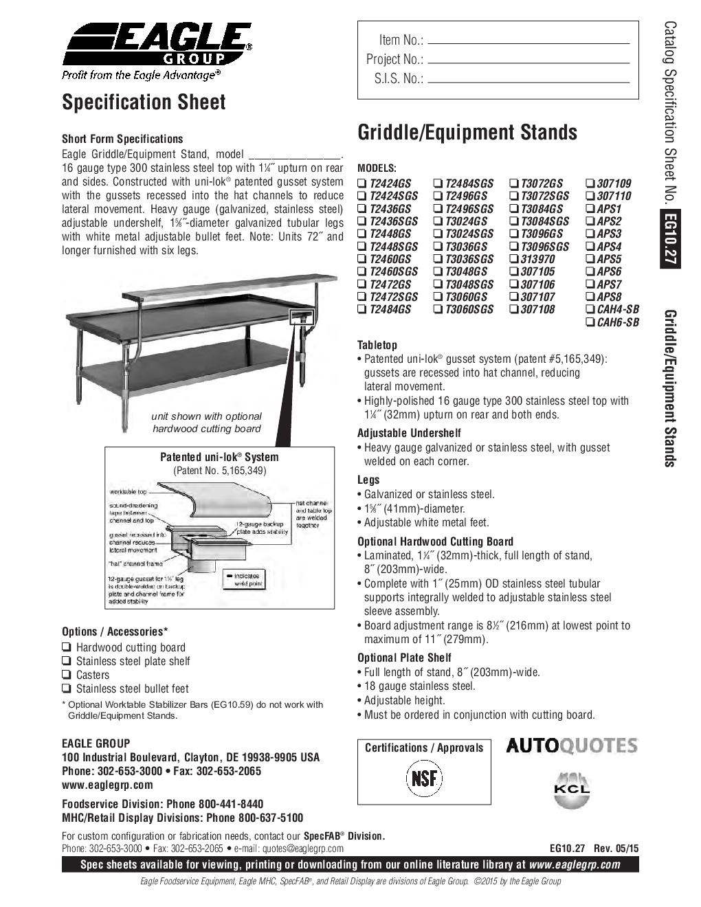 Eagle Group T2424GS-X for Countertop Cooking Equipment Stand