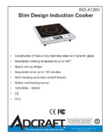 Adcraft IND-A120V Low Profile Countertop Electric Induction Hot Plate