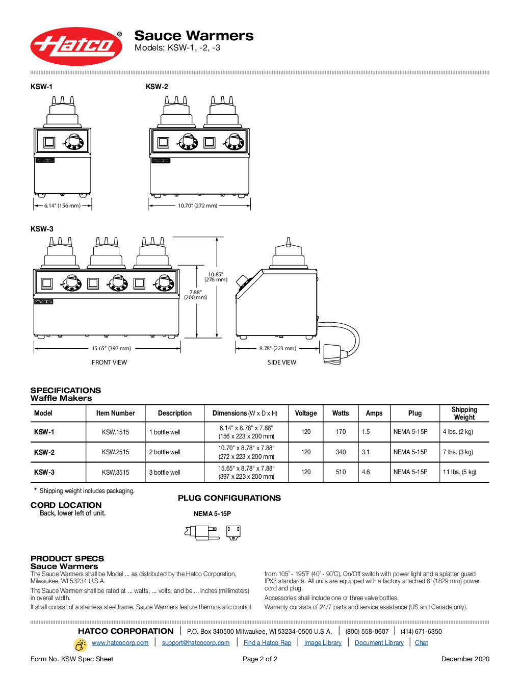 Hatco KSW-3-120-QS Countertop Food Topping Warmer