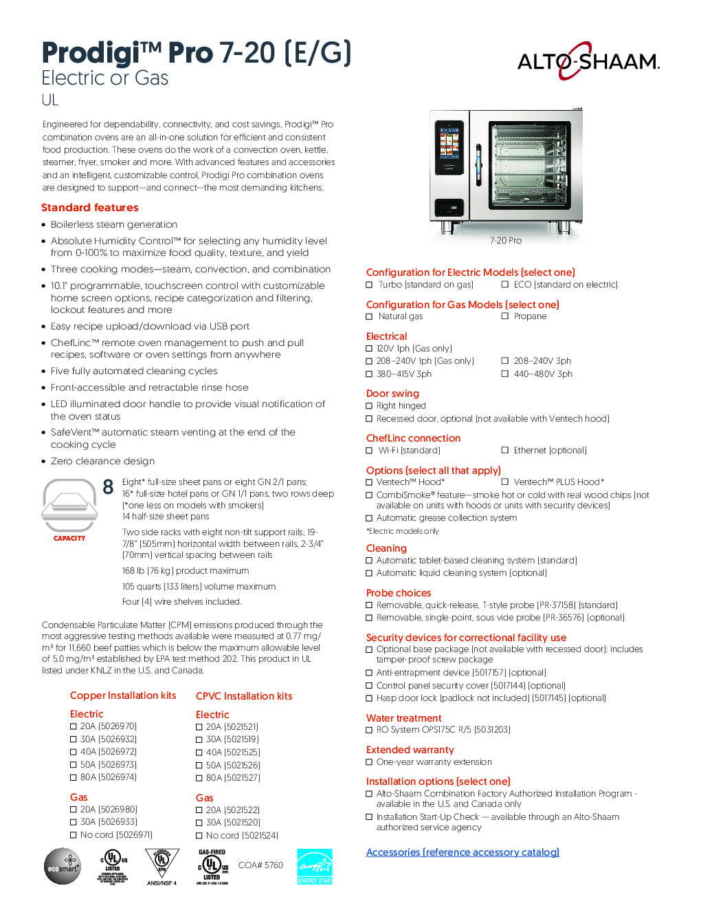 Alto-Shaam 7-20E PRO Electric Combi Oven