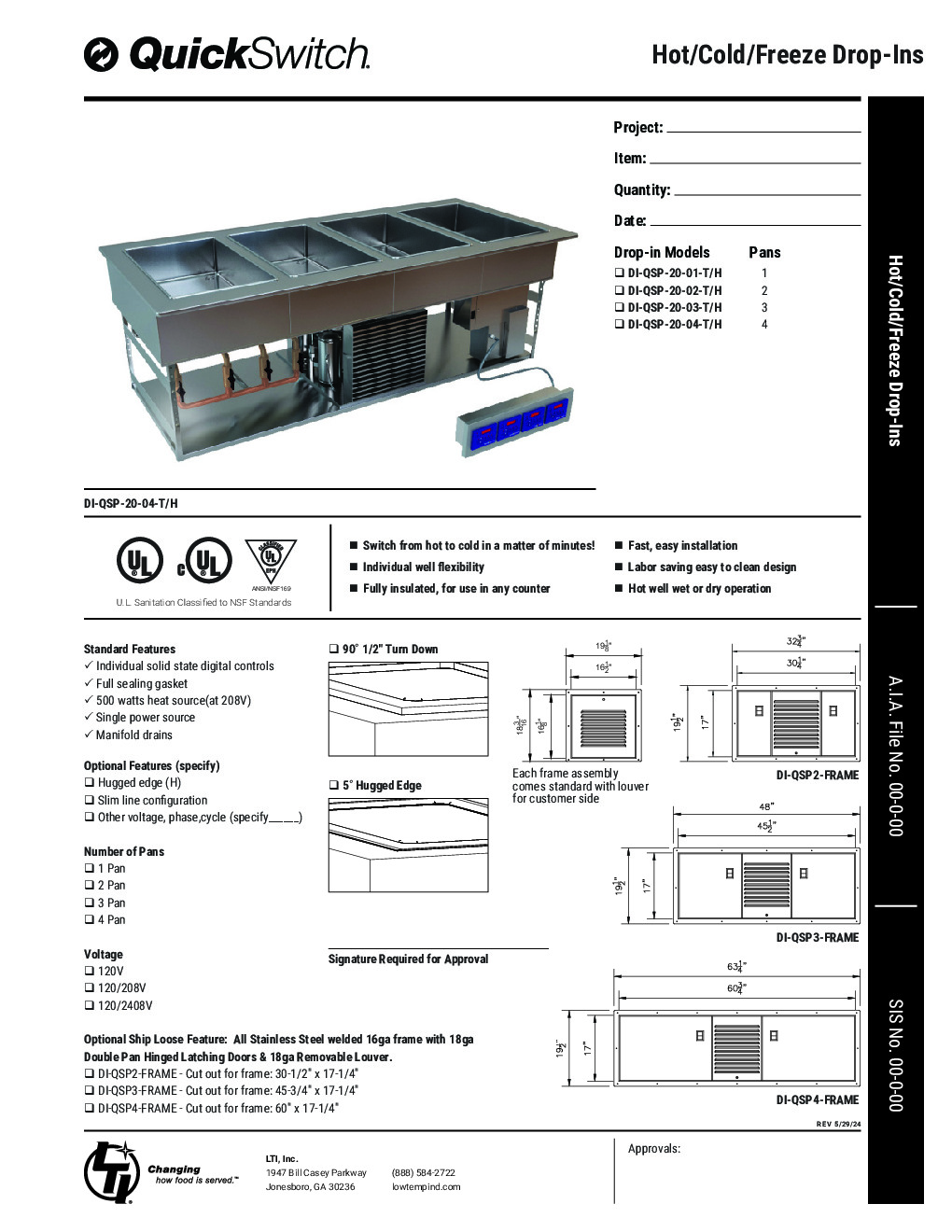 LTI DI-QSP-DW-20-04 Electric Drop-In Hot / Cold Food Well Unit