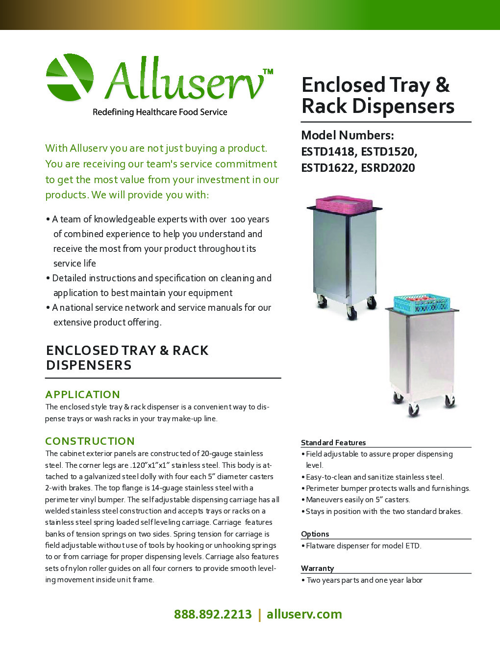 Alluserv ESTD1520 Tray Rack Dispenser