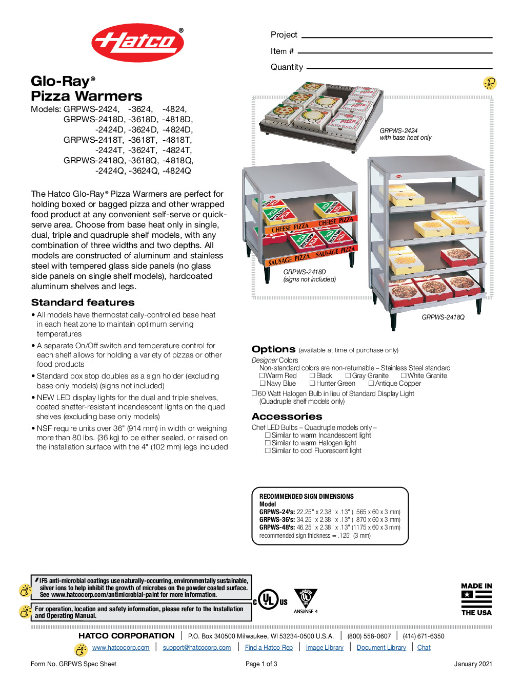 Hatco GRPWS-2418Q For Multi-Product Heated Display Merchandiser