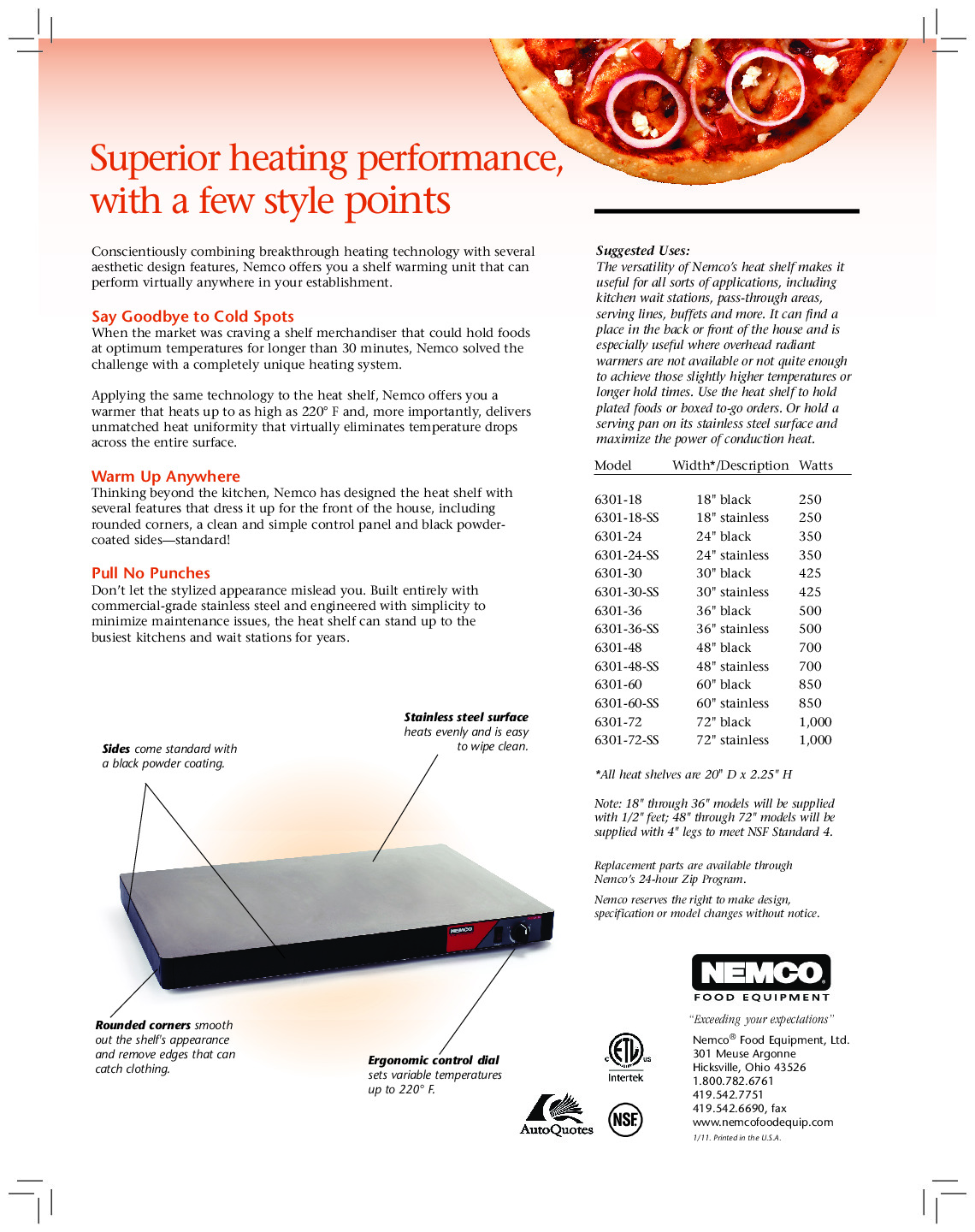 Nemco 6301-30 Heated Shelf Food Warmer