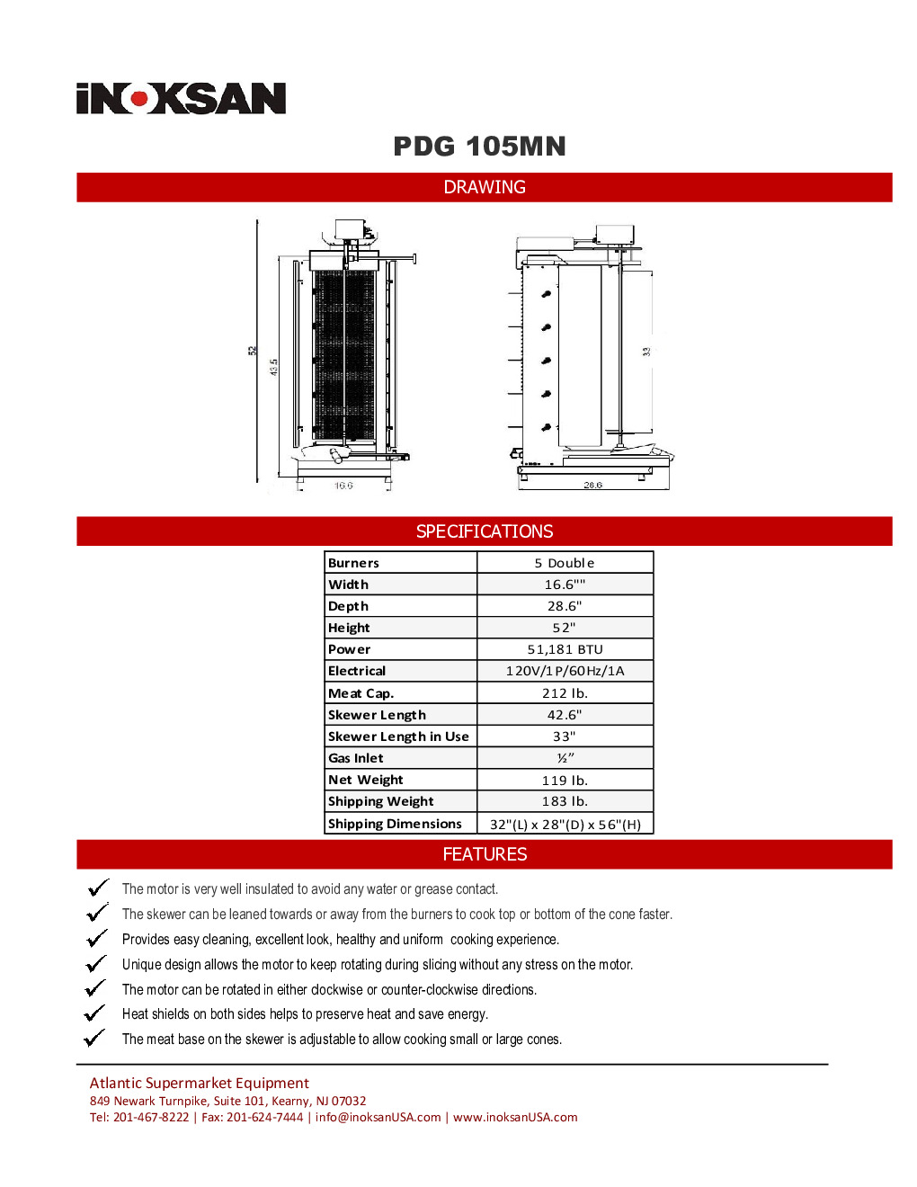 Inoksan PDG105MN Gas Vertical Broiler (Gyro)