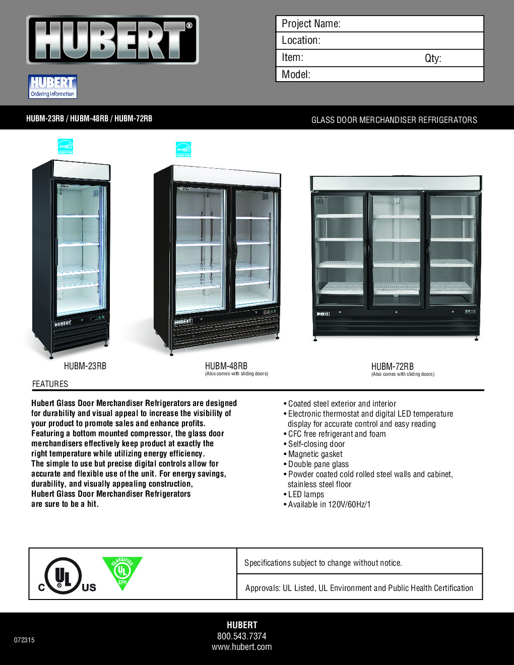 Hubert 89865 Merchandiser Refrigerator