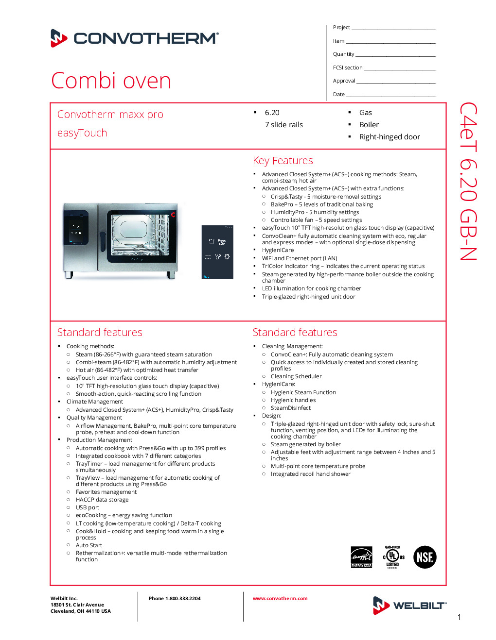 Convotherm C4 ET 6.20GB-N Gas Combi Oven