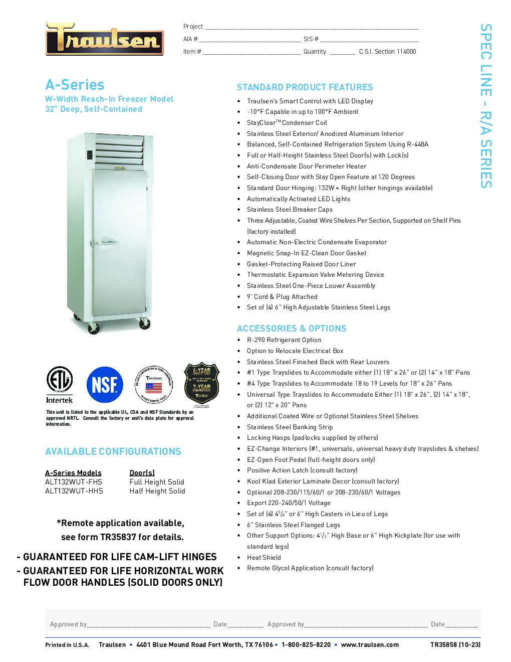 Traulsen ALT132WUT-FHS Reach-In Freezer