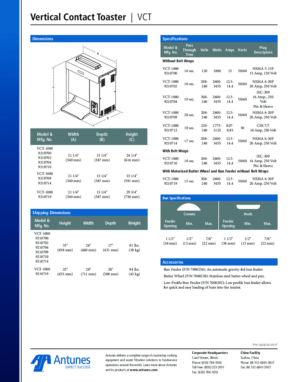 Antunes VCT-1000-9210714 Countertop Conveyor Type Vertical Contact Toaster