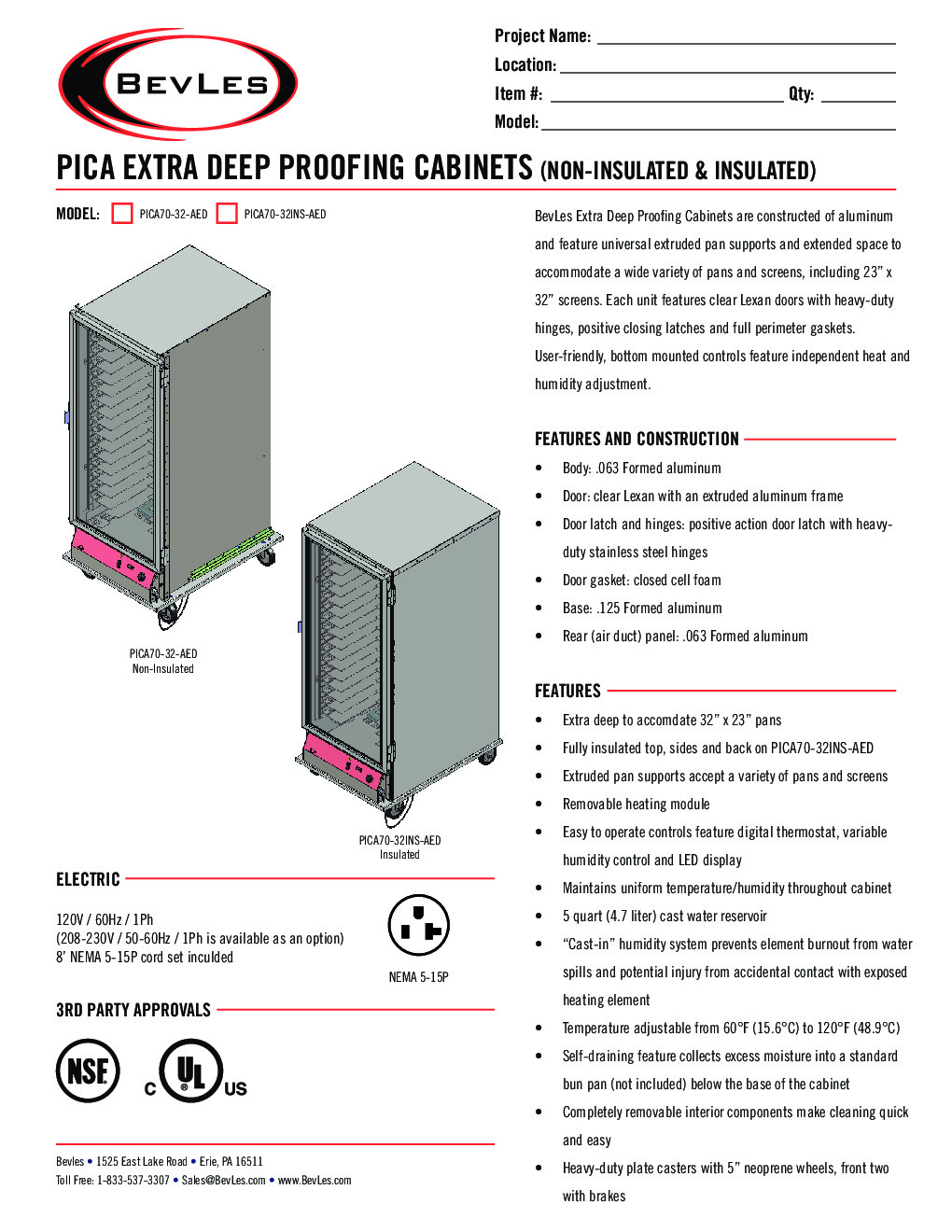 BevLes Company PICA70-32INS-AED-1L2 Mobile Proofer Cabinet