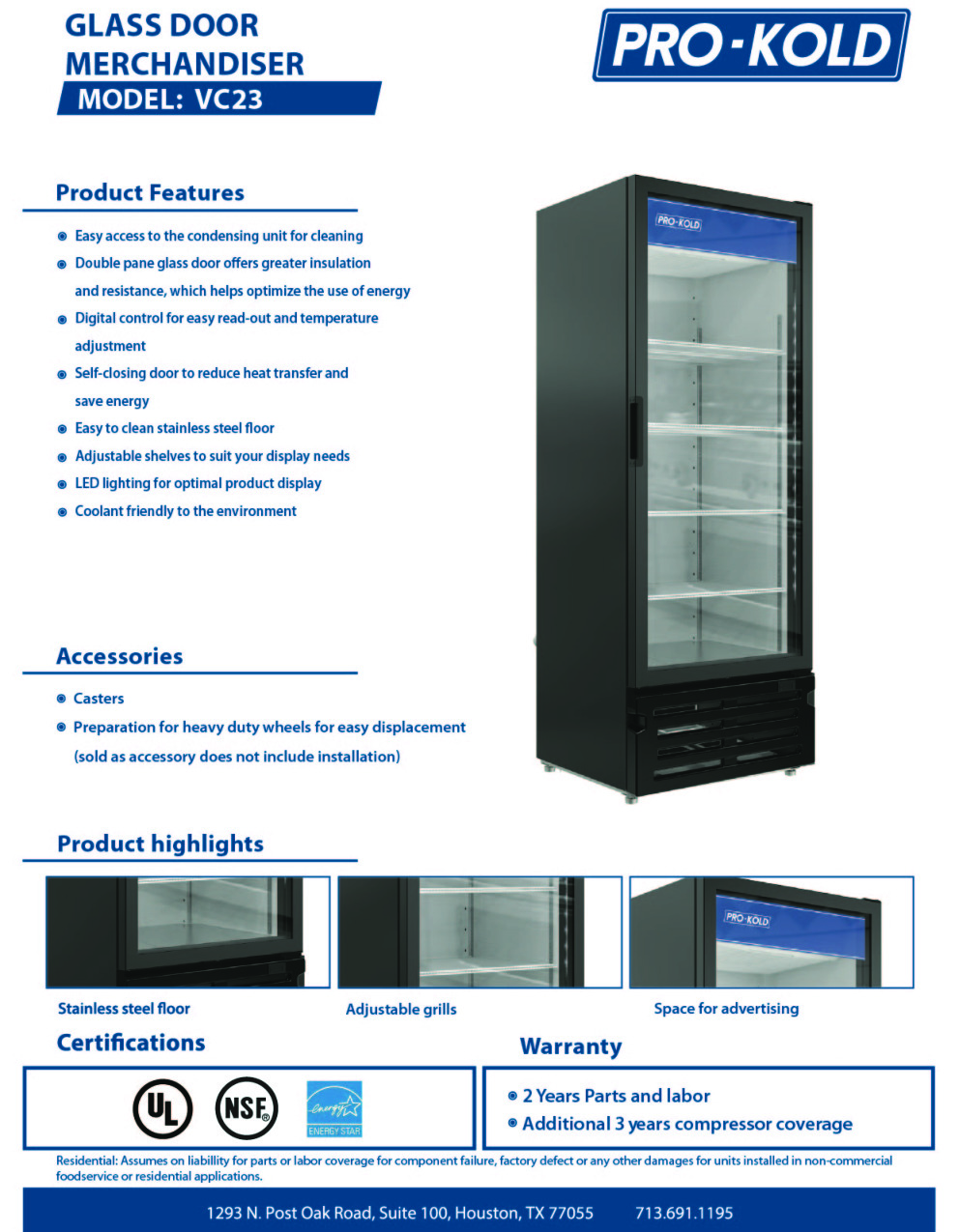Pro-Kold VC 23 Merchandiser Refrigerator