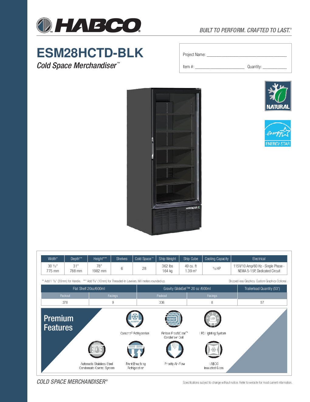 HABCO ESM28HCTD-BLK Merchandiser Refrigerator