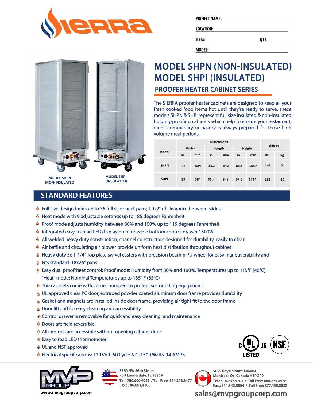 Sierra SHPN Mobile Heated Holding Proofing Cabinet