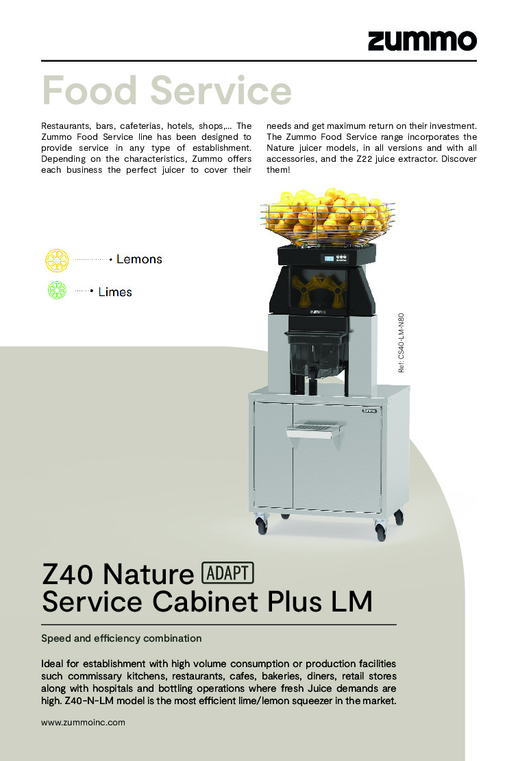 Zummo CS40-LM-N80Zummo CS40-LM-N80 Z40 Nature LM Commercial Juicer with Service Cabinet - 25 Fruits Per / Minute