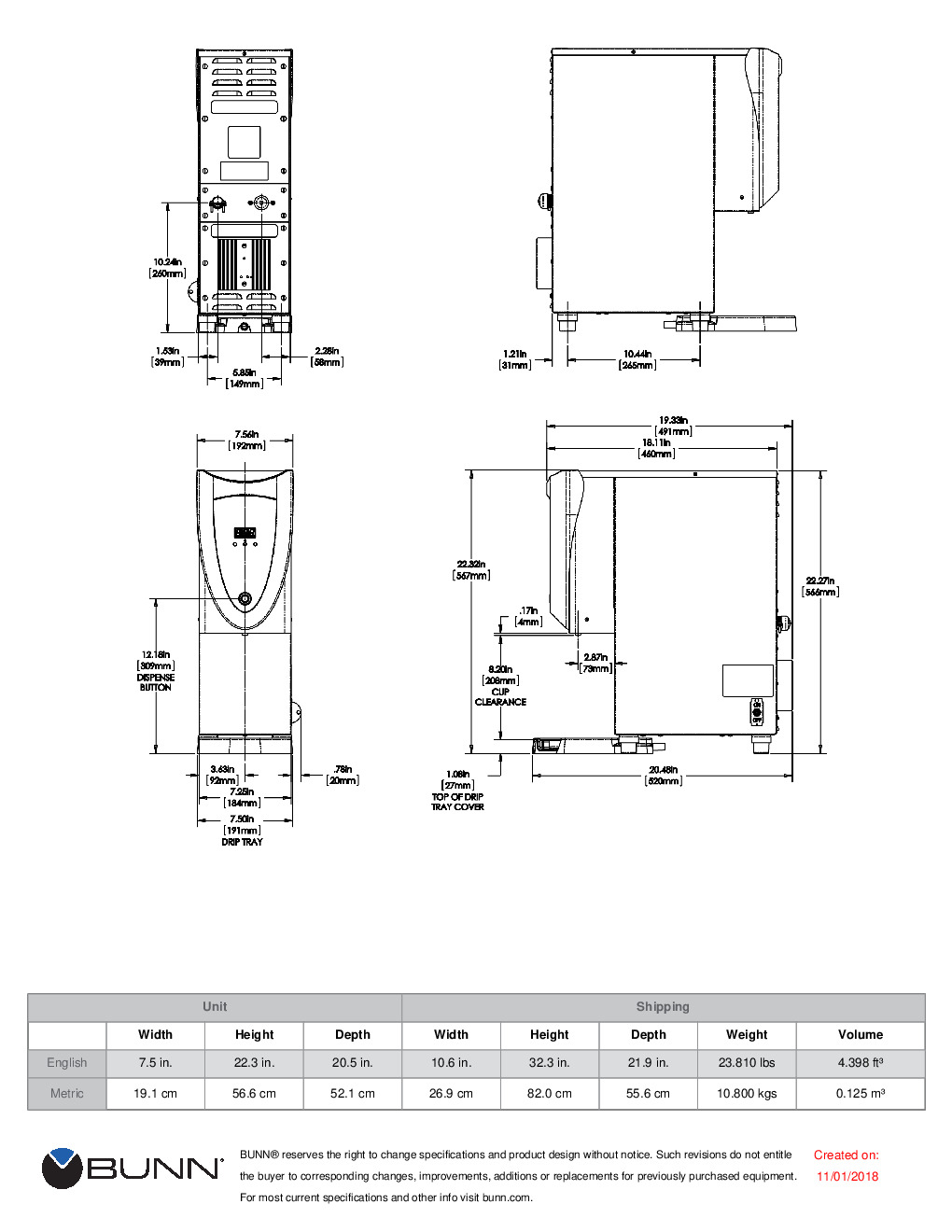 Bunn 45300.0008 H3X Element 3 Gallon Hot Water Dispenser - 120V, 1340W