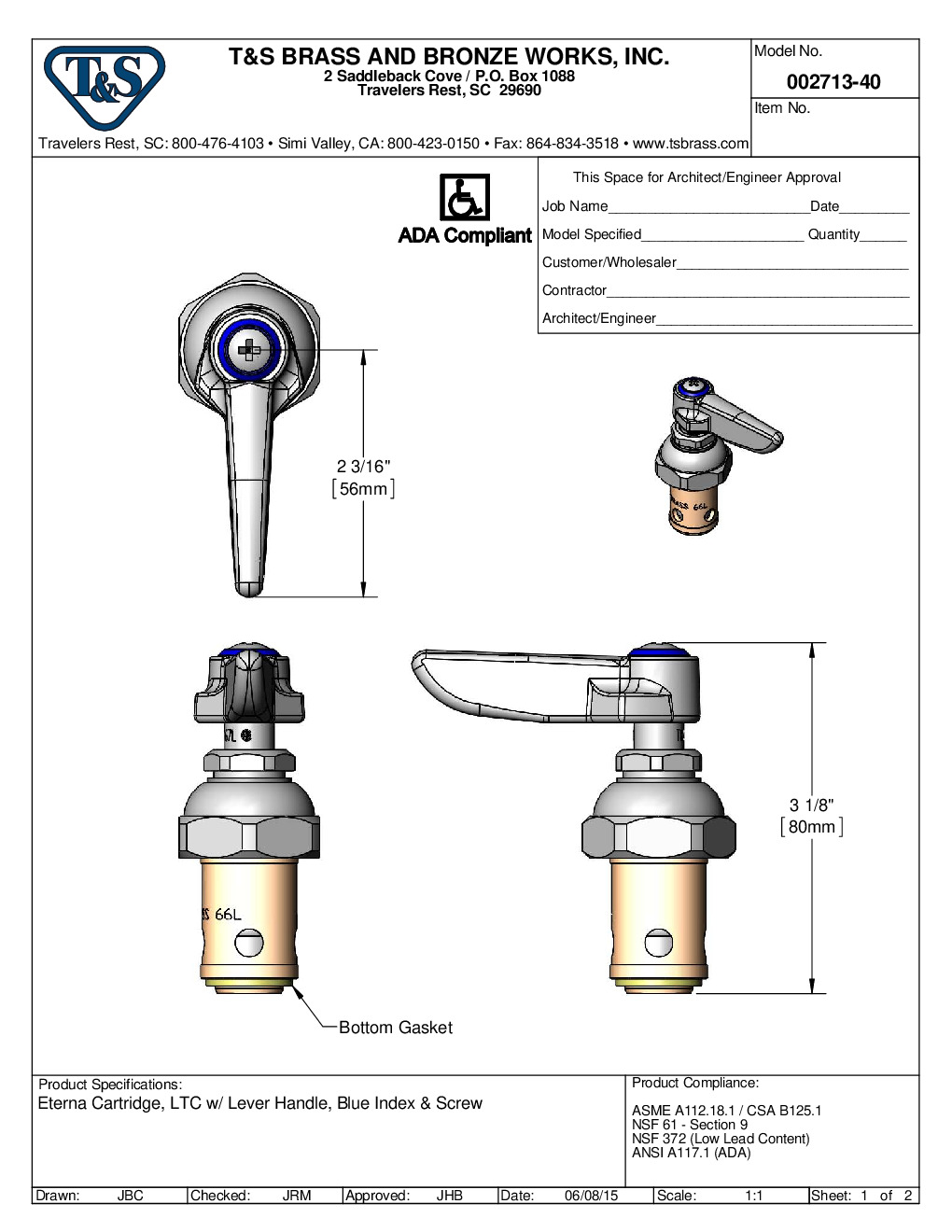 T&S Brass 002713-40M Parts Faucet