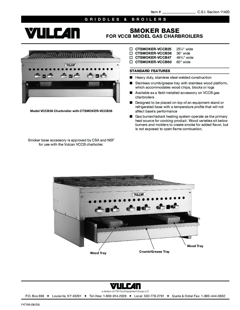 Vulcan CTSMOKER-VCCB47 Smoker Base Charbroiler