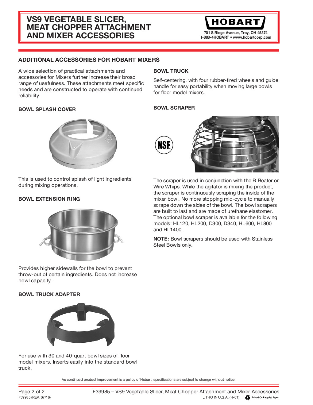 Hobart VS9-12 Vegetable Cutter Attachment, 9” Vegetable Slicer for #12 Attachment Hub; Includes Back Case