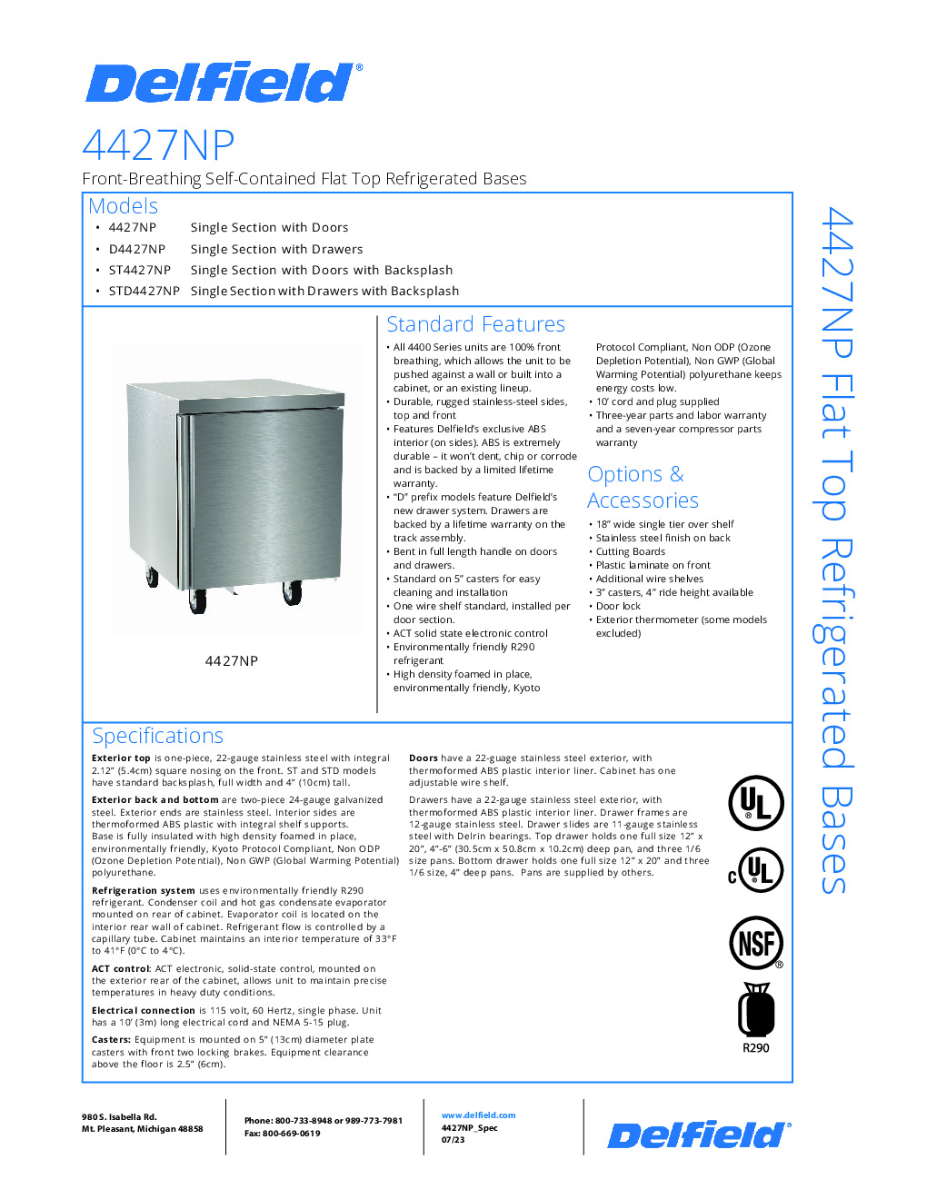 Delfield D4427NP Work Top Refrigerated Counter