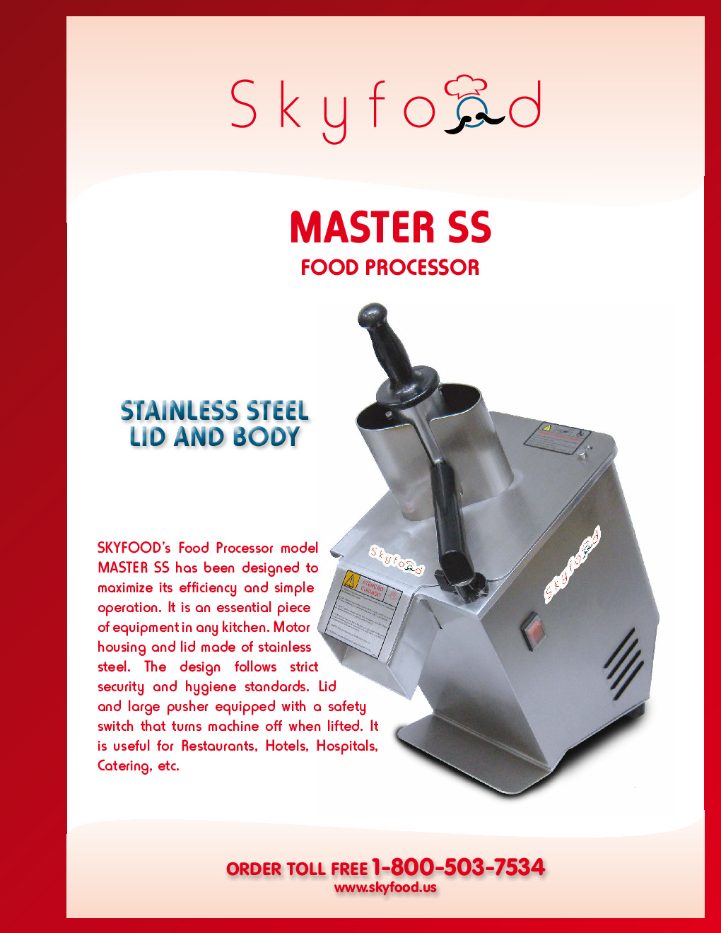 Skyfood MASTER SS Benchtop / Countertop Food Processor