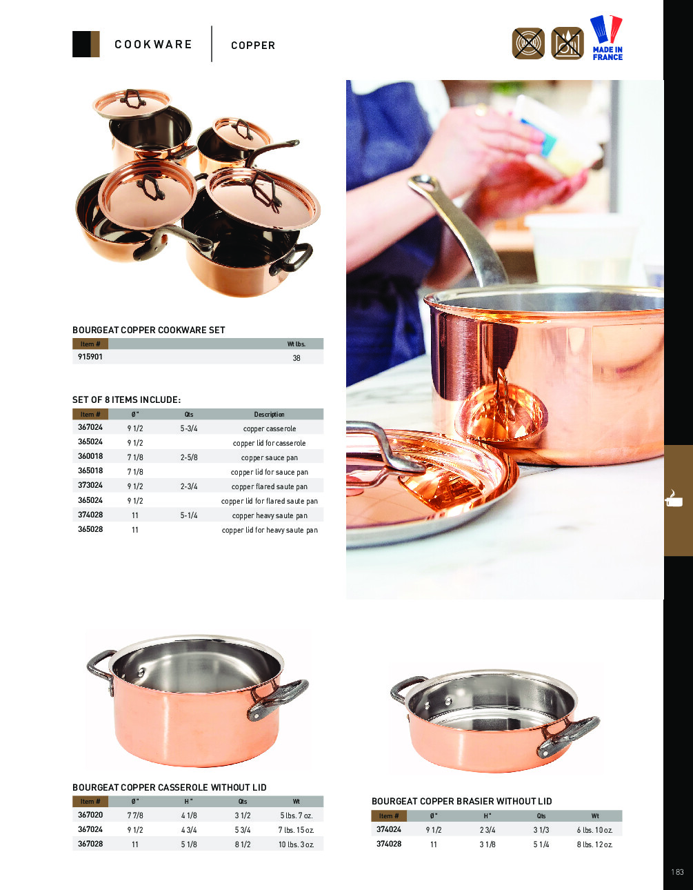 Matfer Bourgeat Copper Cookware Set, Set of 8 915901