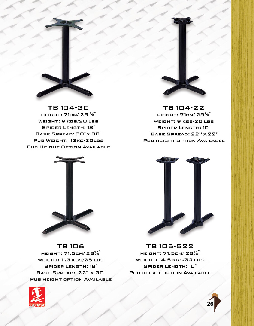 JMC Furniture TABLE BASE CAST IRON-TB-105-522 PUB Metal Table Base