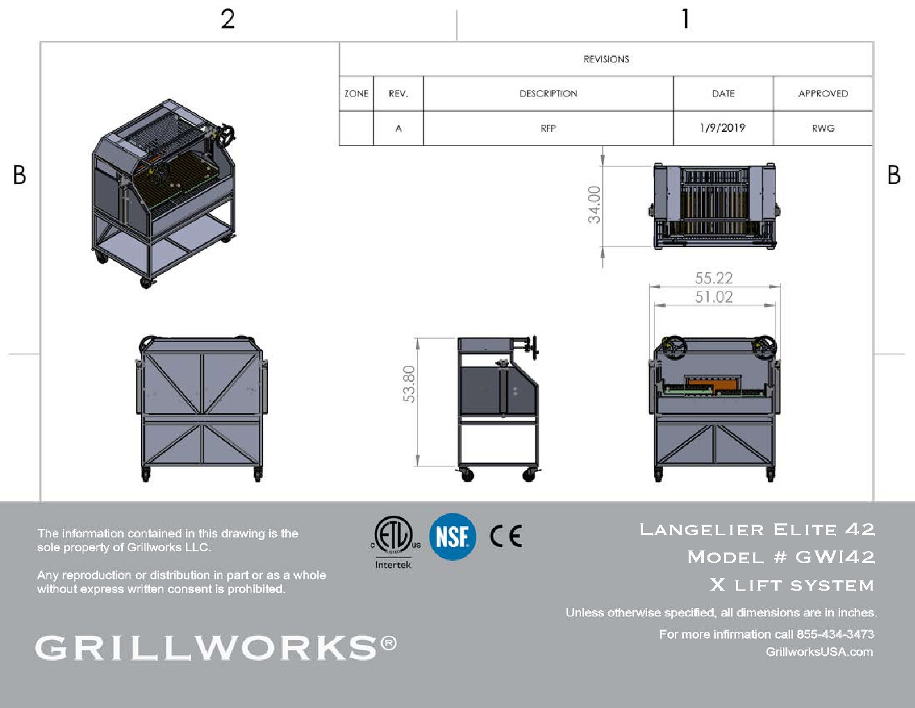 Grillworks GWI42 Wood Burning Charbroiler