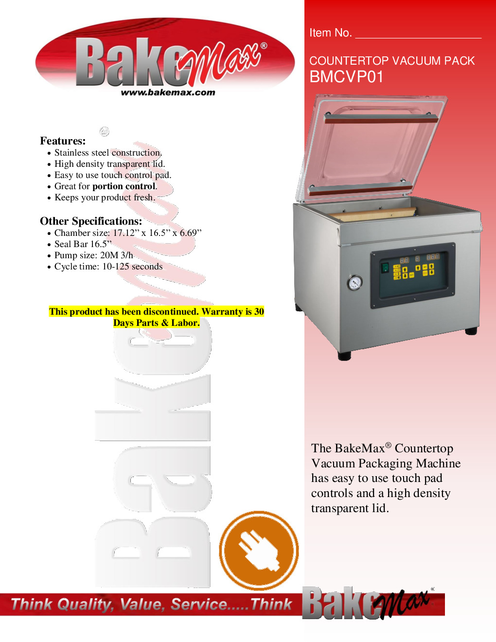 BakeMax BMCVP01 Food Packaging Machine