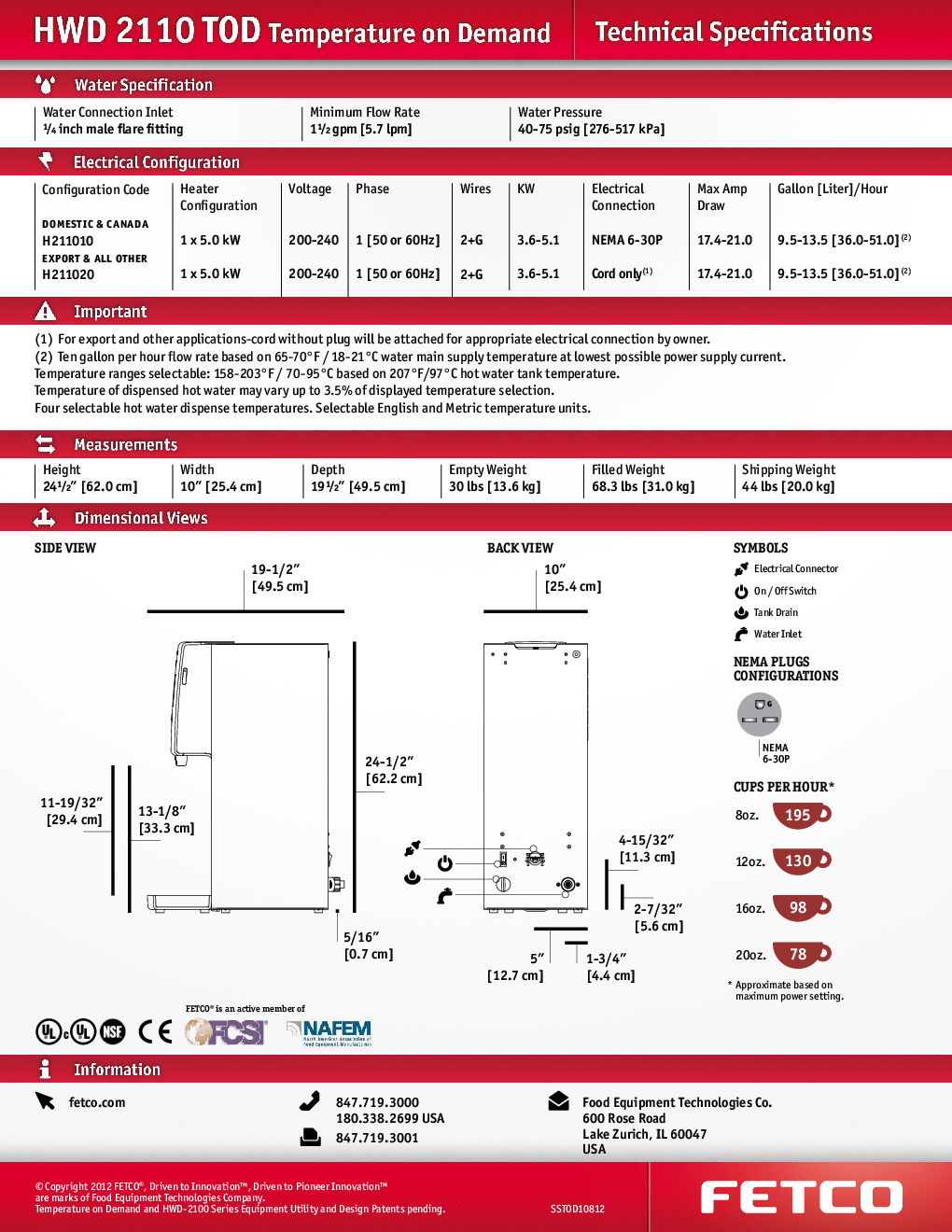 Fetco HWB-2110 (B211052) Hot Water Dispenser