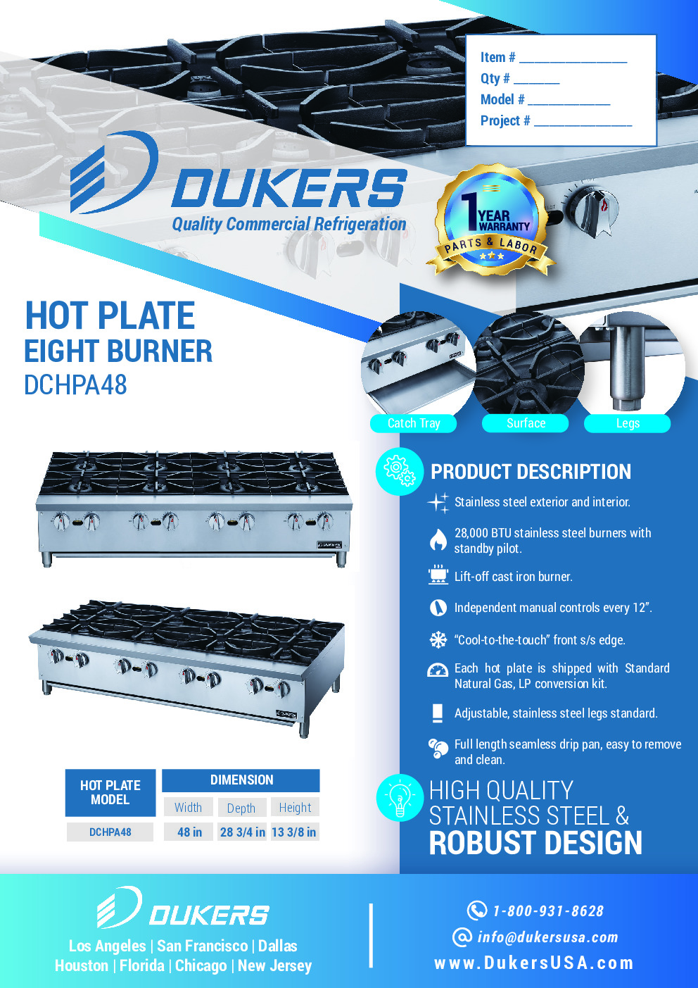 Dukers Appliance Co DCHPA48 Gas Countertop Hotplate