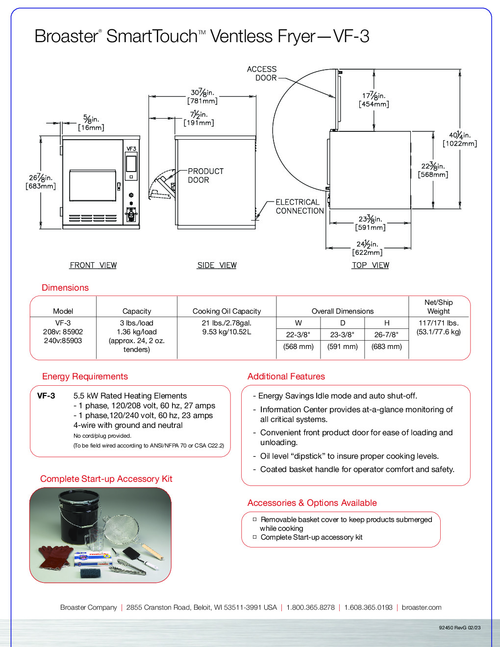 Broaster VF-3IDX VENTLESS FRYER ST-85989 Ventless Fryer