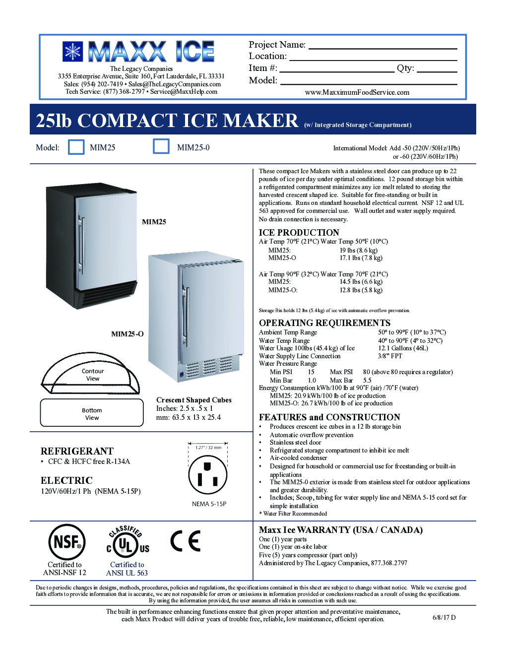 Maxximum MIM25-O Cube-Style Ice Maker with Bin
