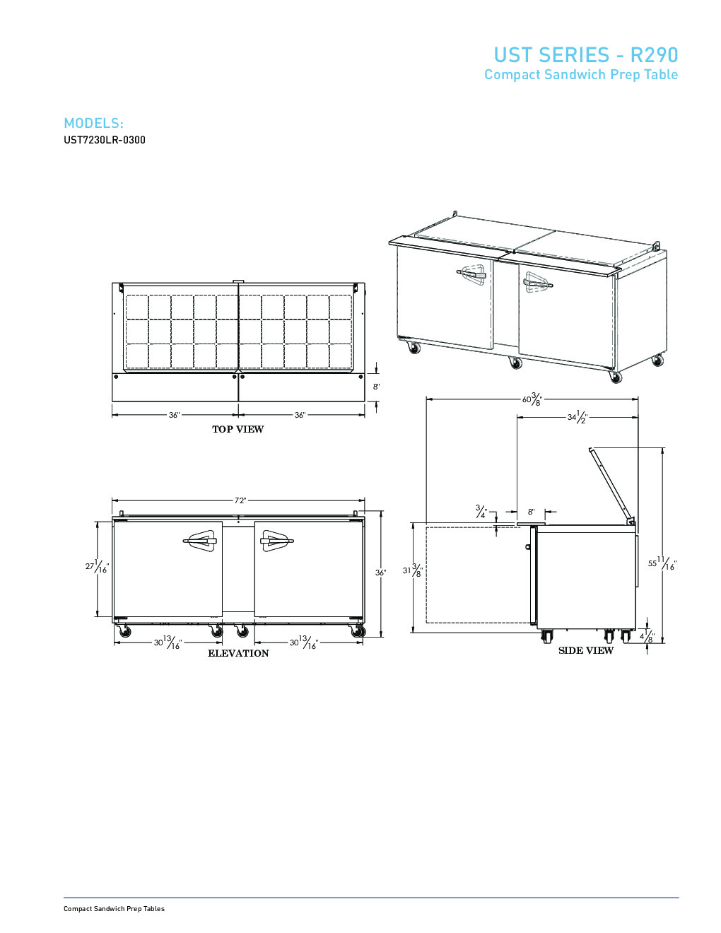 Traulsen UST7212RR-0300-SB Sandwich / Salad Unit Refrigerated Counter