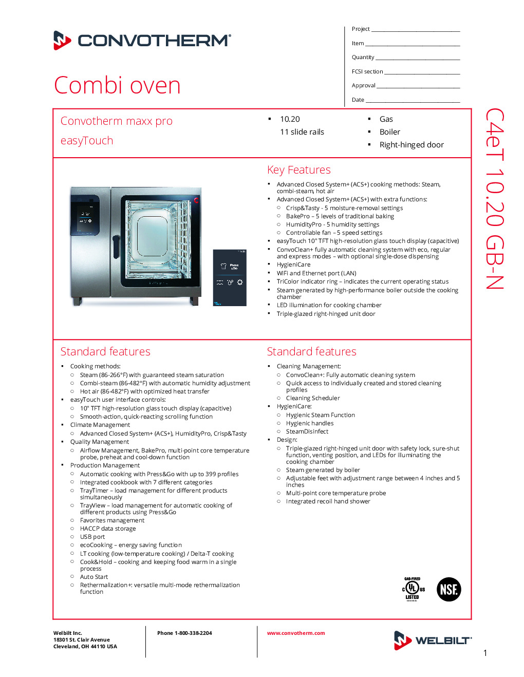 Convotherm C4 ET 10.20GB-N Gas Combi Oven