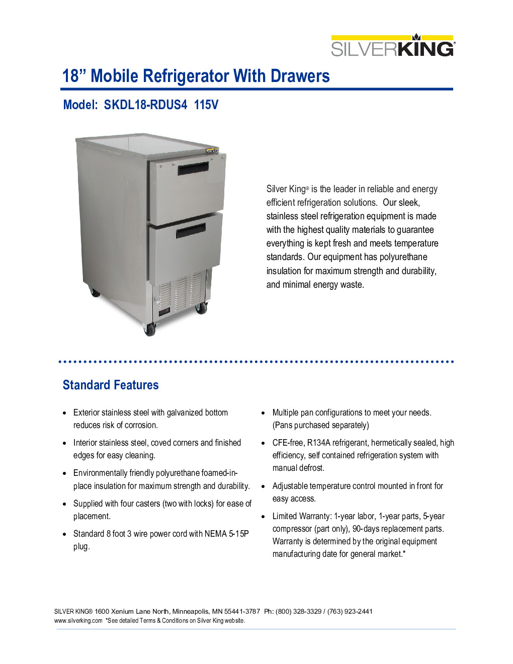 Silver King SKDL18-EDUS4 Refrigerated Lettuce Crisper Dispenser