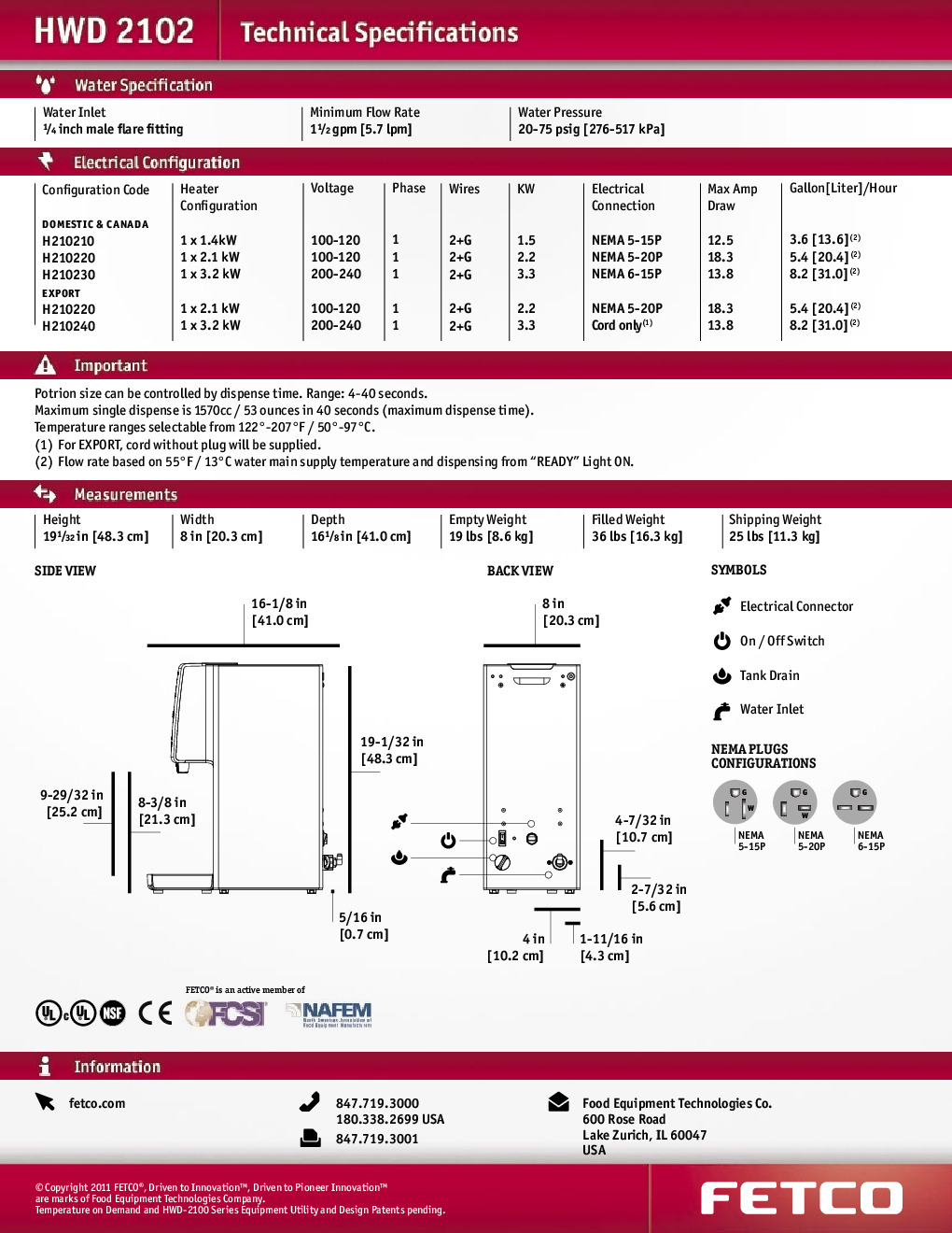 FETCO HWD-2102 (H210220) Hot Water Dispenser
