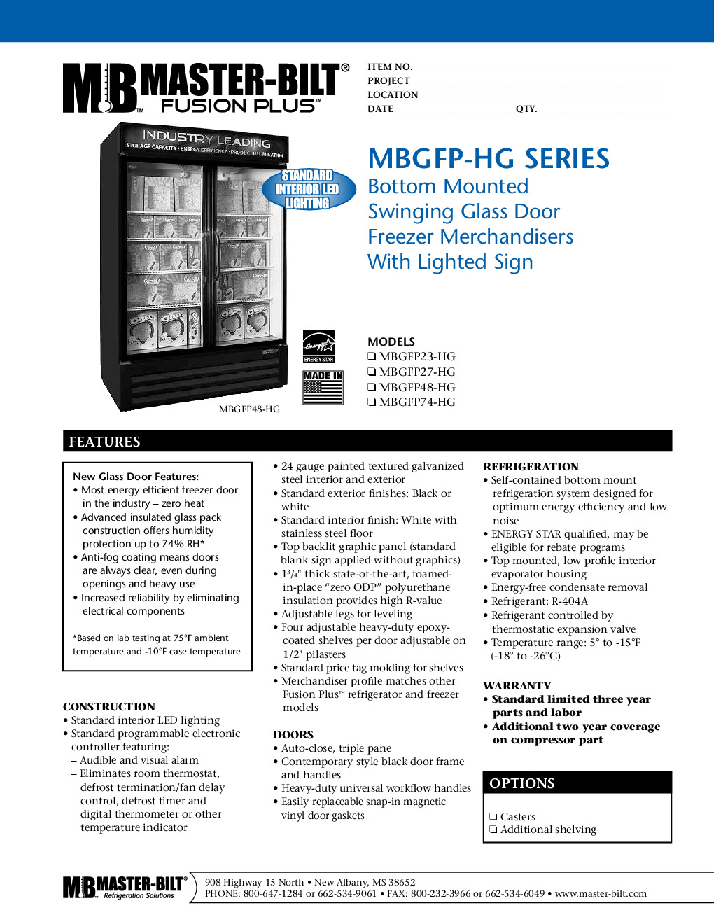 Master-Bilt MBGFP23-HG Merchandiser Freezer