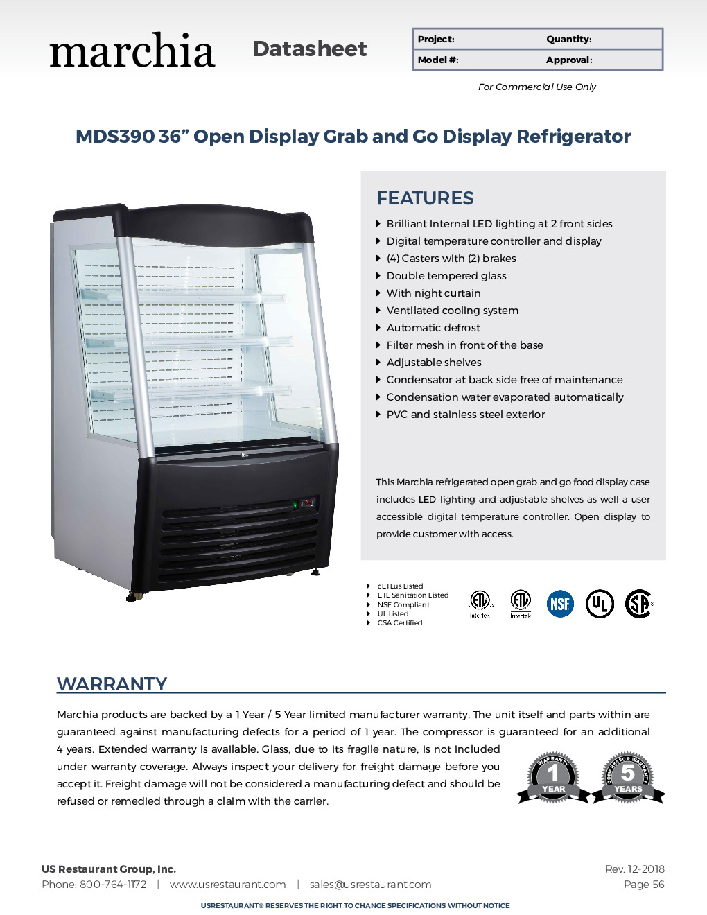USR Brands MDS390 Open Refrigerated Display Merchandiser