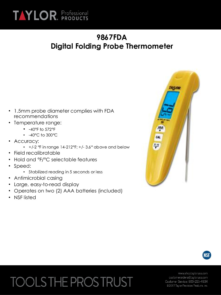 Taylor Precision 9867FDA Thermocouple Thermometer