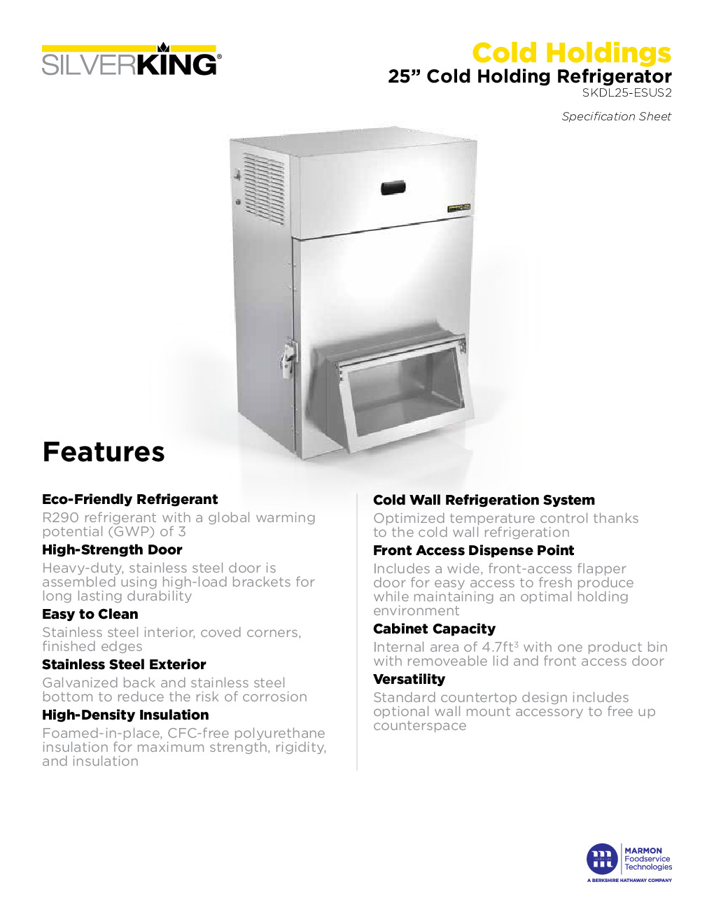 Silver King SKDL25-ESUS2 Refrigerated Lettuce Crisper Dispenser