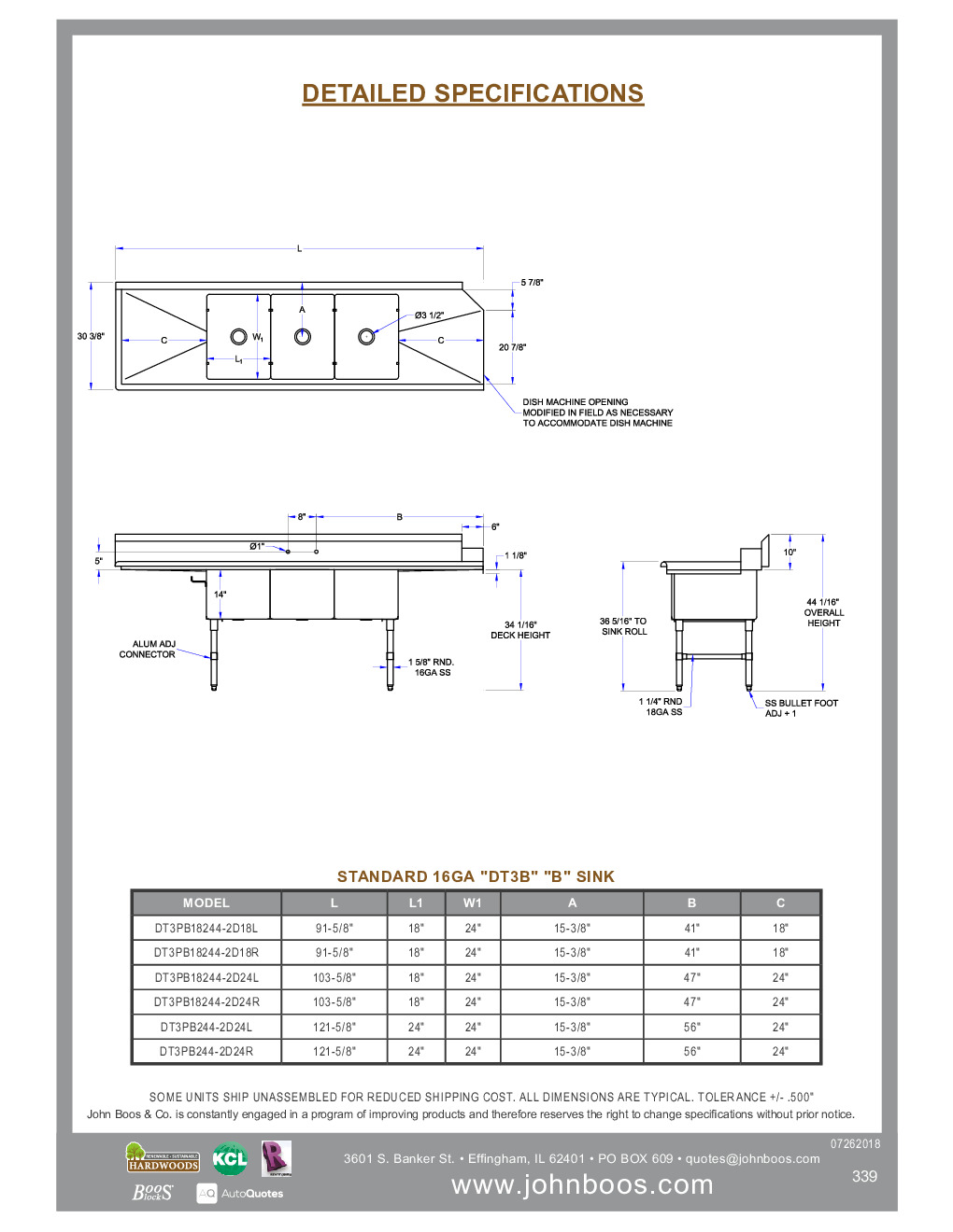 John Boos DT3PB18244-2D24R 103