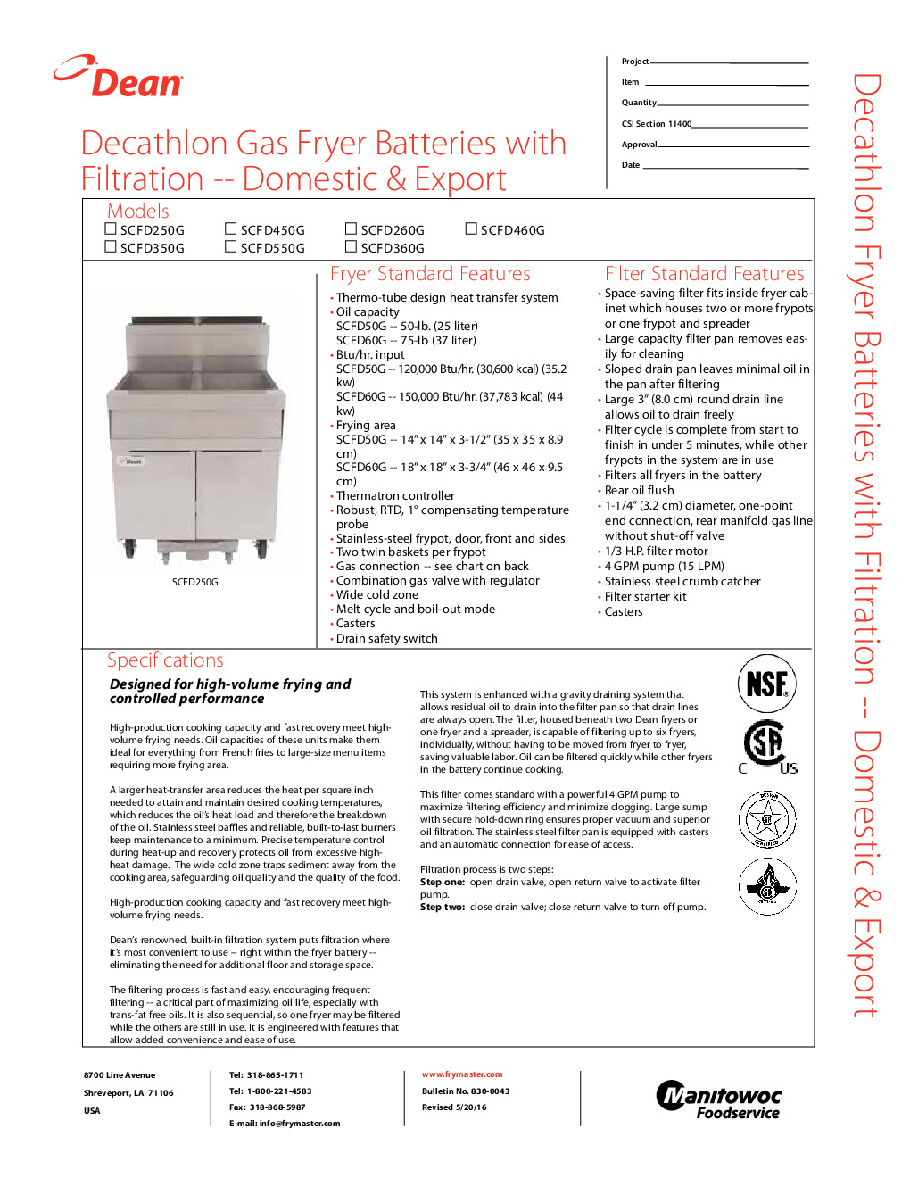 Imperial IFSSP-250 Multiple Battery Gas Fryer w/ Built-In Filter system