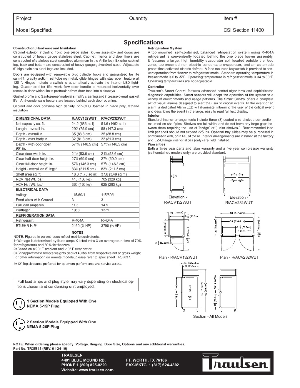 Traulsen ACV132WUT-HHS Convertible Refrigerator Freezer