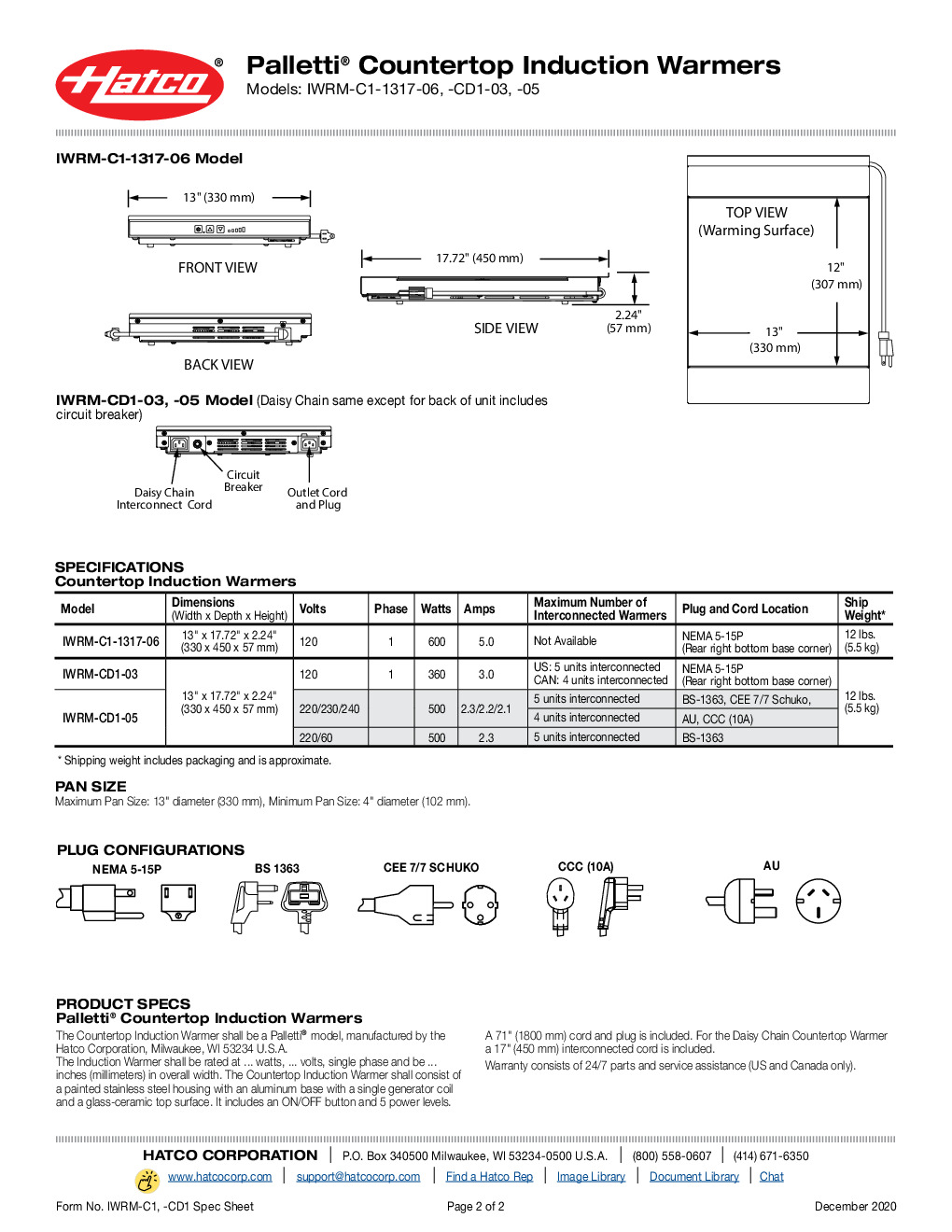 Hatco IWRM-CD1-03-QS Countertop Induction Range Warmer