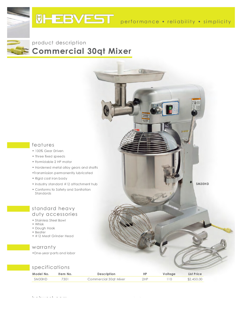 Hebvest SM30HD Planetary Mixer