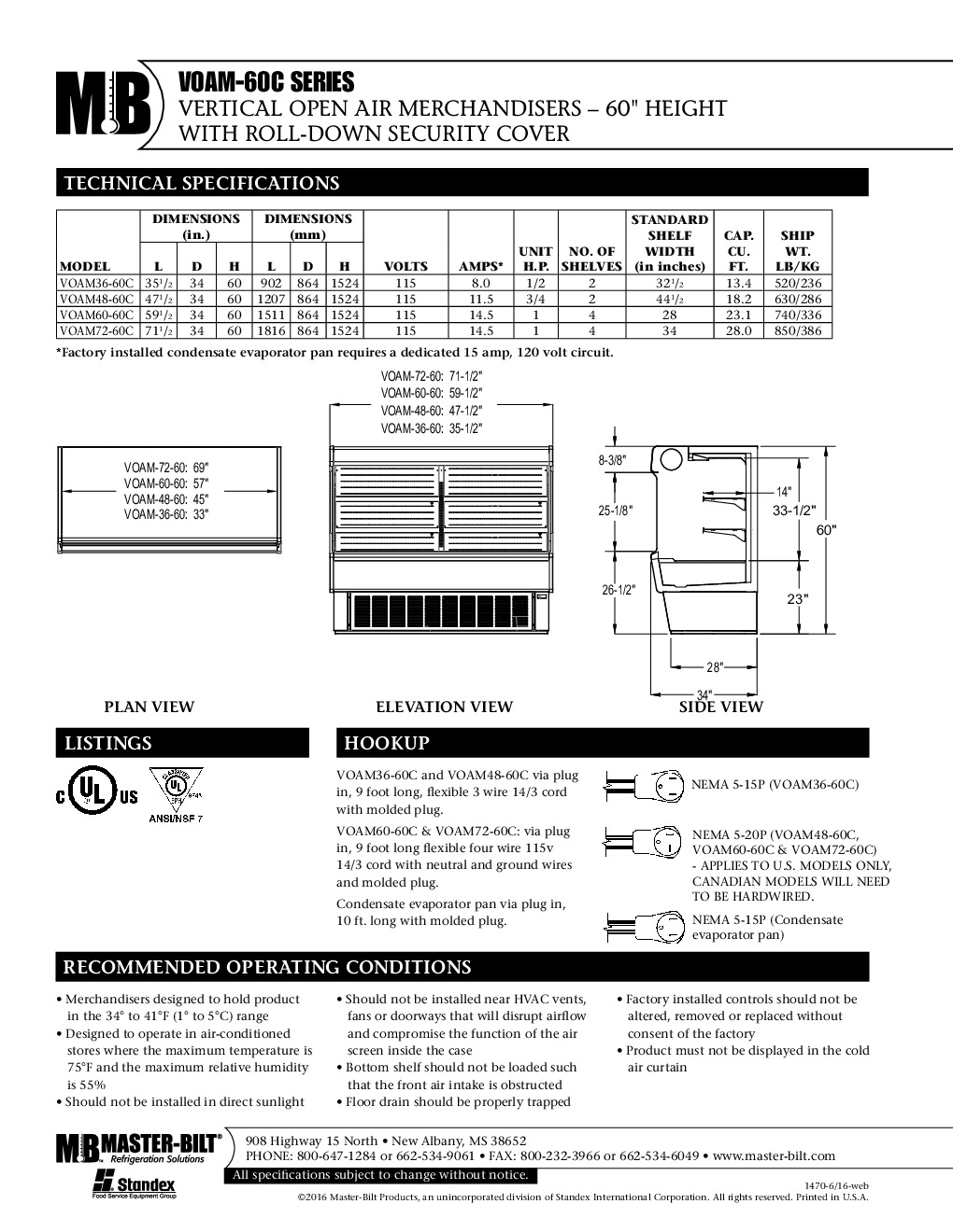 Master-Bilt VOAM60-60C Open Refrigerated Display Merchandiser